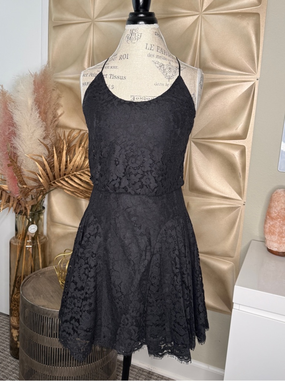 Joie Black Lace Skater Dress Sleeveless Mini Size S
